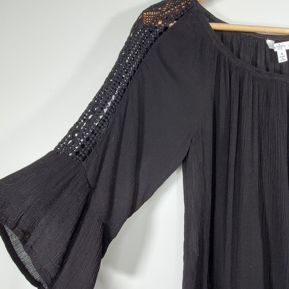 Fever Off Shoulder Peasant Top Blouse Black Size Small - Picture 2 of 13